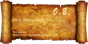 Orr Bozsidár névjegykártya